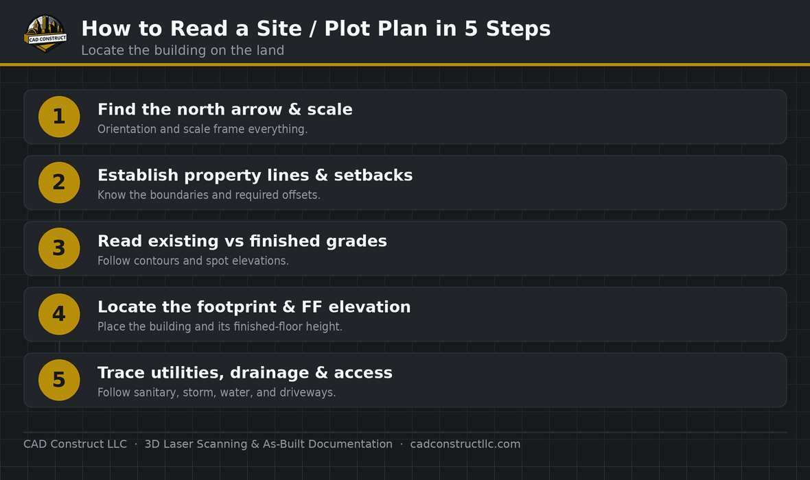How to read a site & plot plan, step by step | CAD Construct LLC